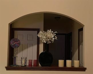 Clock $45, Candles $20 each 3 Wick, $10 each Red ones, $20 for candle holder w/ candle. Vase w/ money tree $30. 