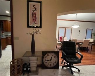 Clock, chair, art decor