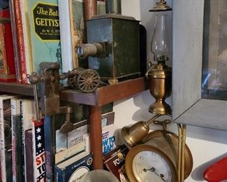 Magic lantern and antique clocks