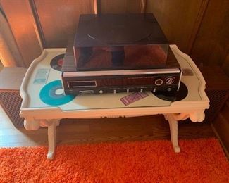 Stereo with 8 track record player and speakers $85