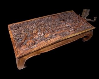 Antique Chinese coffee table all hand carved no glass $400