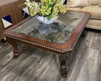 Ornate coffee table and end table $150