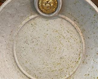 Pair of Incredible Vintage Bitossi Italy for Raymor glaze ceramic ashtrays with glass mosaic and Bitossi glaze ceramic plate