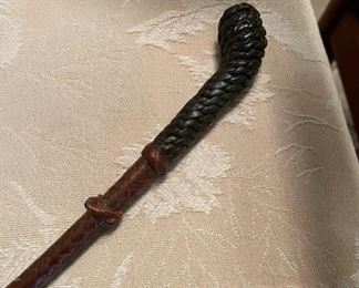 Antique braided leather riding crop