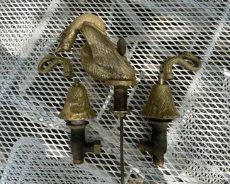 Vintage Sherle Wagner Brass Swan Faucet Set