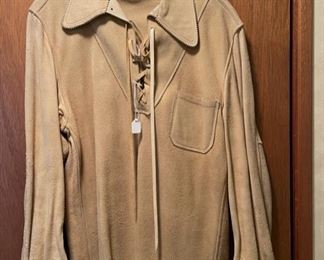 Vintage men’s leather buckskin shirt
