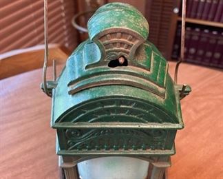 Amazing antique cast iron lantern style bird feeder