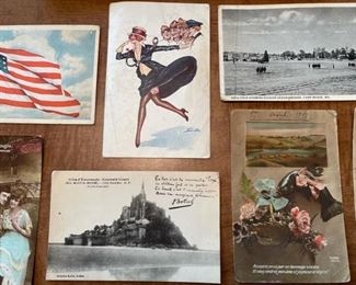 WWI letter gunny sack with WWI correspondence postcards