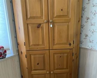 Knotty pine corner cabinet