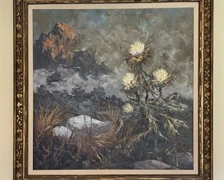 Large original oil painting by Segundo Huertas.  44” Square framed