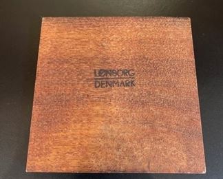 Vintage Danish Modern teak and leather coasters by Laurids Lonborg