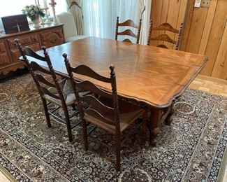 Unique side drop-leaf dining table with four ladder backs chairs