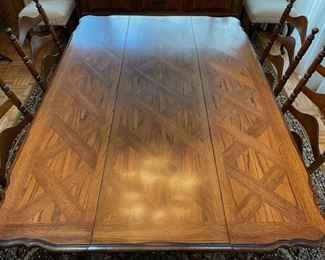 Unique side drop-leaf dining table with four ladder backs chairs