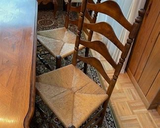Unique side drop-leaf dining table with four ladder backs chairs