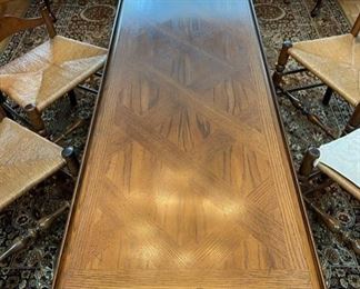 Unique side drop-leaf dining table with four ladder backs chairs