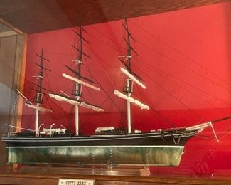 36” long Cutty Sark model ship in a 41”W x 15”D x 27”T custom display case