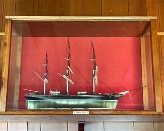 36” long Cutty Sark model ship in a 41”W x 15”D x 27”T custom display case
