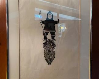 1970 Inuit Steel Cut “Seal Hunter” Litho signed and numbered 15/50, purchased at the former Raven Gallery, Minneapolis in 1970
