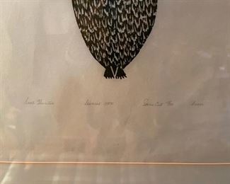 1970 Inuit Steel Cut “Seal Hunter” Litho signed and numbered 15/50, purchased at the former Raven Gallery, Minneapolis in 1970