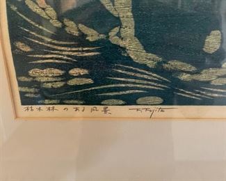 1968 Fumio Fujita Woodblock Print, signed 