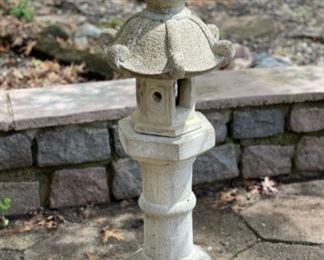 Vintage concrete three-piece garden pagoda 