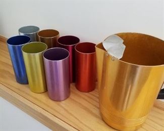 Aluminum pitcher and cup set