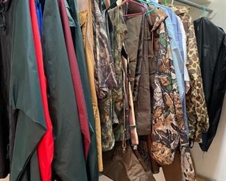waders, rain jackets, hunting vests