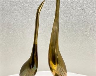 Vintage Brass Swan/Crane Figurine Set of 2