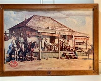 Pearl Beer Judge Roy Bean Horse Thief Trial-Rare Cowboy Western Art