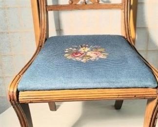 Antique Chair with Needlepoint seat        Register and bid online            
 http://missdonnas.hibid.com 