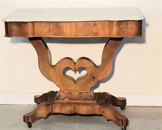 1800's Marble top Table Register and bid online            
 http://missdonnas.hibid.com 