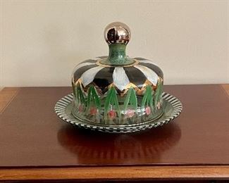 McKenzie Childs  Tulips Glass Cheese Dome & Plate - Circus USA