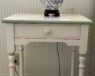 (2) Stenciled Nightstands                                                                       Pottery Barn Table Lamp
