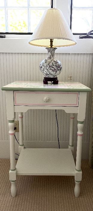 (2) Stenciled Nightstands                                                                       Pottery Barn Table Lamp
