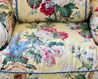 Floral club chair w/ ottoman