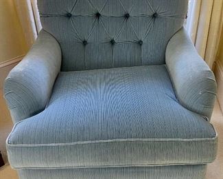 Blue velour club chair by Beachly