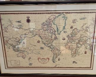 Framed Rand McNally World Map 