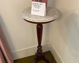 Antique Victorian marble top oval plant stand $225