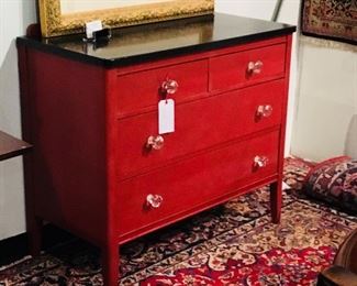 Red Chest with Black Marble Top