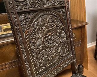 Burmese Carved Chair with Carved Elephant Ivory Tusks Legs 