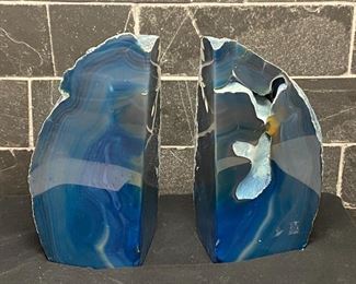 Blue Geo Bookends