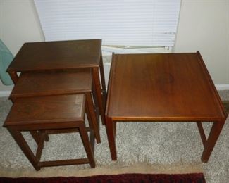 End table from Denmark, nesting tables w/design on top