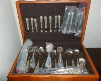 Sterling Flatware..some still in plastic..Reed & Barton Georgian Rose..91 pieces