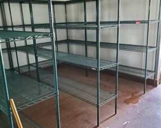 8 Green Metro Racks All Connected Together