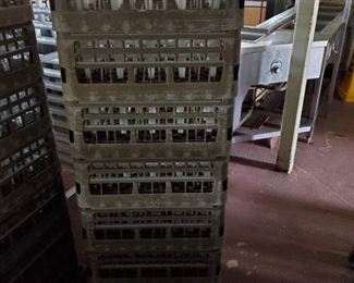 6 Empty Glass Crates With Cart