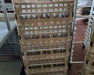 7 Glass Crates With Cart