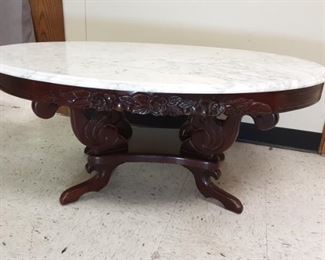 Beautiful vintage Italian marble topped mahogany coffee table