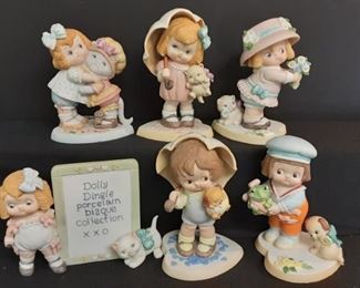 DOLLY DINGLE porcelain bisque figurines 2 w boxes