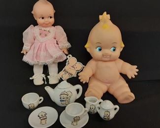 Kewpie dolls anda childs tea set