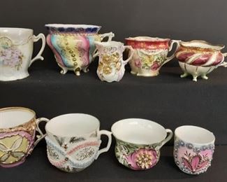 Vintage hand painted 3D cups pitcher